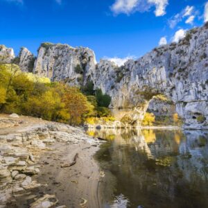 Natural arch over the river at Pont d'Arc in Ardeche